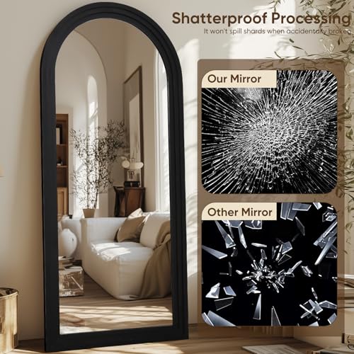 Full Length Mirror, 71"×32" Wooden Mirror Full Length with Stand Wood Floor Mirror, Oversized Stand Up Mirrors Large Wall Mirrors