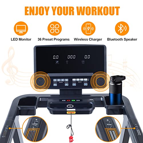RUNOW Treadmill with Incline, Perfect as Treadmills for Home Walking and Running, Foldable Treadmill Support Bluetooth and Customized Programs