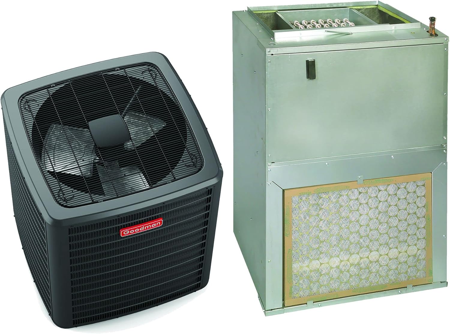 Goodman 2 Ton 14 SEER2 Air Conditioning System (Front Return - 8Kw Heat) Factory-Installed TXV - GSXN3N2410 - AWST24SU1408