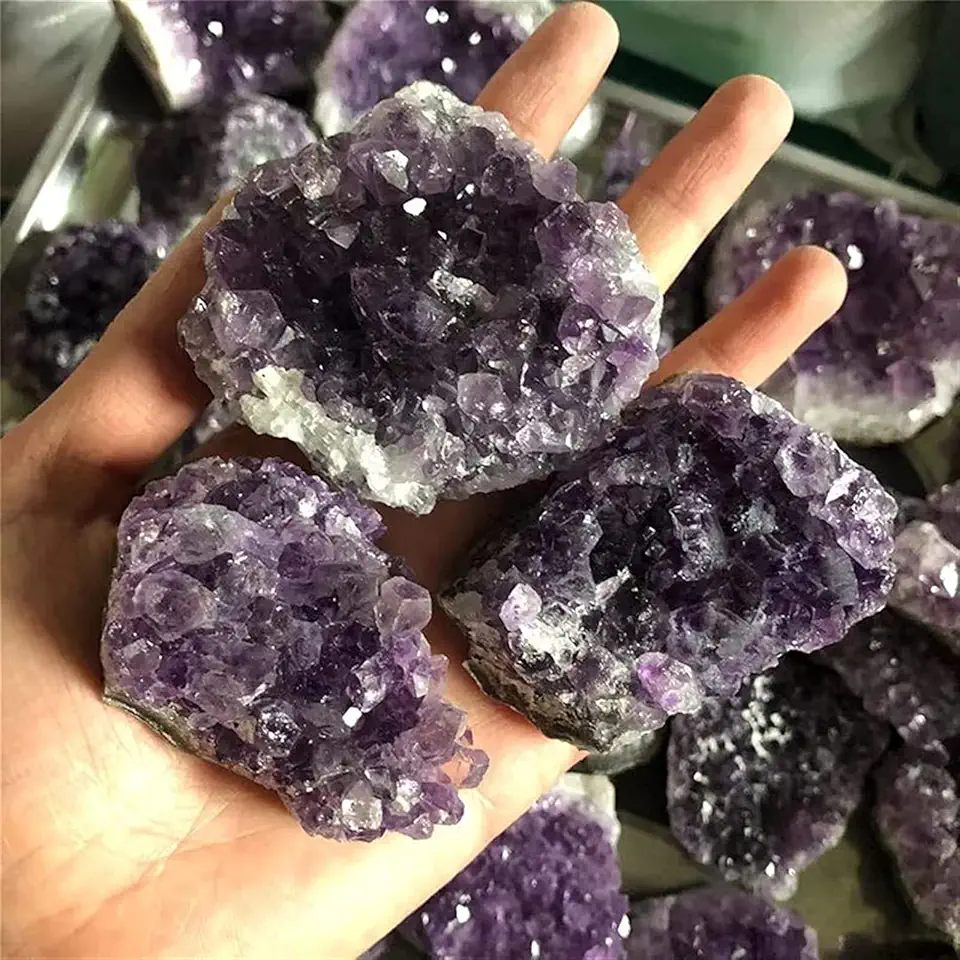 Amethyst Rough Stone Small Size feng Shui Healing Purple Crystal Cluster Quartz Amethyst Cluster gifte - Kansas Nuitrition - HNZSDS