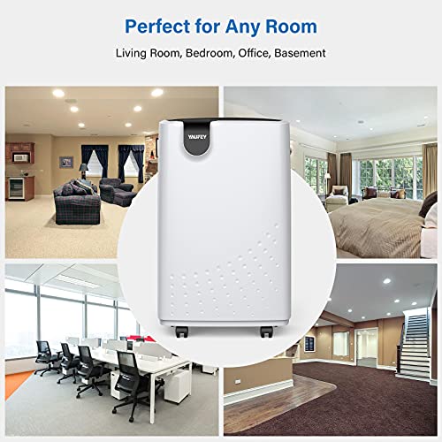 Yaufey 2500 Sq. Ft Home Dehumidifier for Medium to Large Rooms and Basements with Auto or Manual Drainage, 0.48 Gallon Water Tank Capacity
