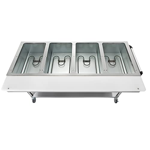 VEVOR Commercial Electric Food Warmer, 2-Pot Steam Table Food Warmer 0-100℃ w/ 2 Lockable Wheels