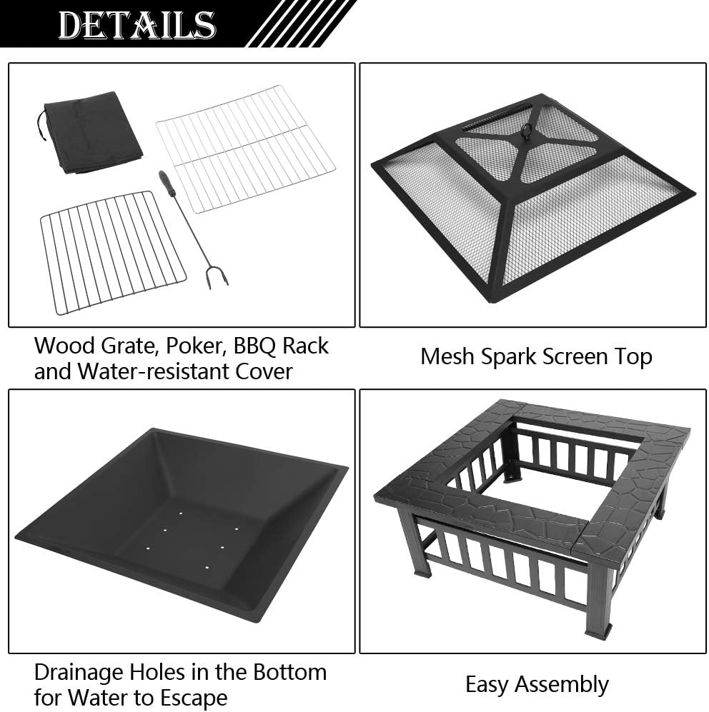 Bonnlo Portable Fire Pit 24''