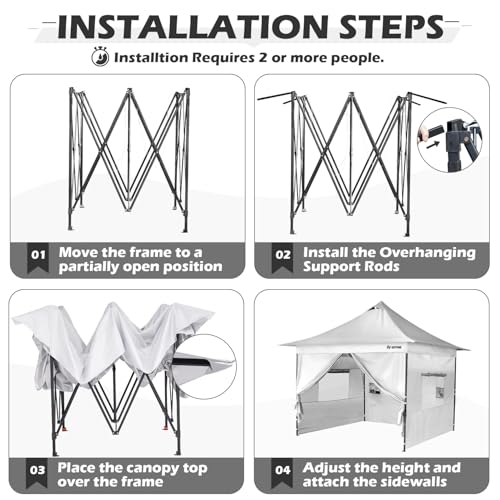OUTFINE Heavy Duty Canopy 10x10 Pop Up Commercial Canopy Tent with 3 Side Walls Instant Shade, Bonus Upgrade Roller Bag, 4 Weight Bags