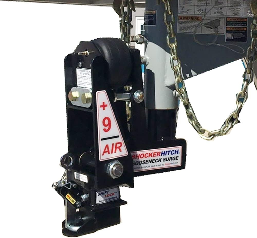 Shocker Gooseneck Air Hitch & Coupler for Exiss Horse Trailers, Round 4" Straight Pin 30K Coupler 9" Offset