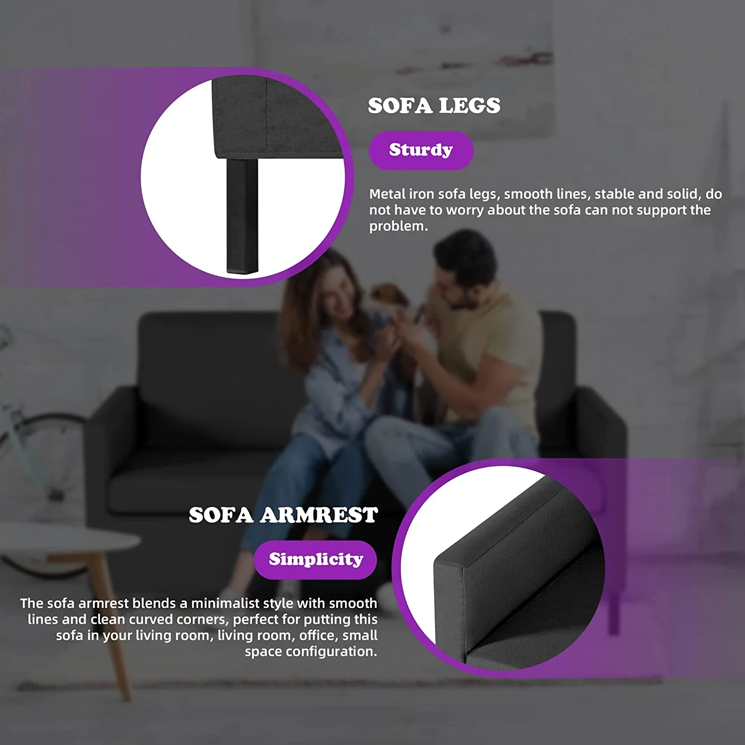 sell well TYBOATLE Fabric Modern Loveseat Sofa Couch for Living Room  51"