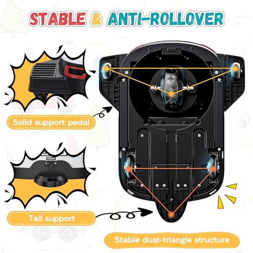 ANPABO 24V Kids Riding Toys for 3-12, 180W Quiet Brushless Motor, Max 5Mph, Ride On Toys w/Stepless Throttle, Safety Speed Limit
