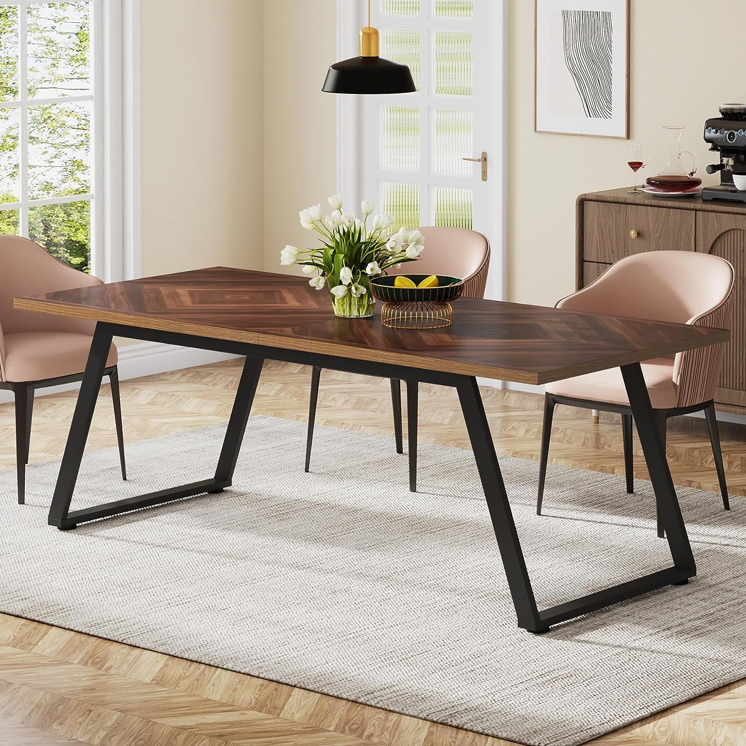 Tribesigns 63" Executive Desk, Large Computer Desk Writing Table with Thickened Frame for Home Office, Brown