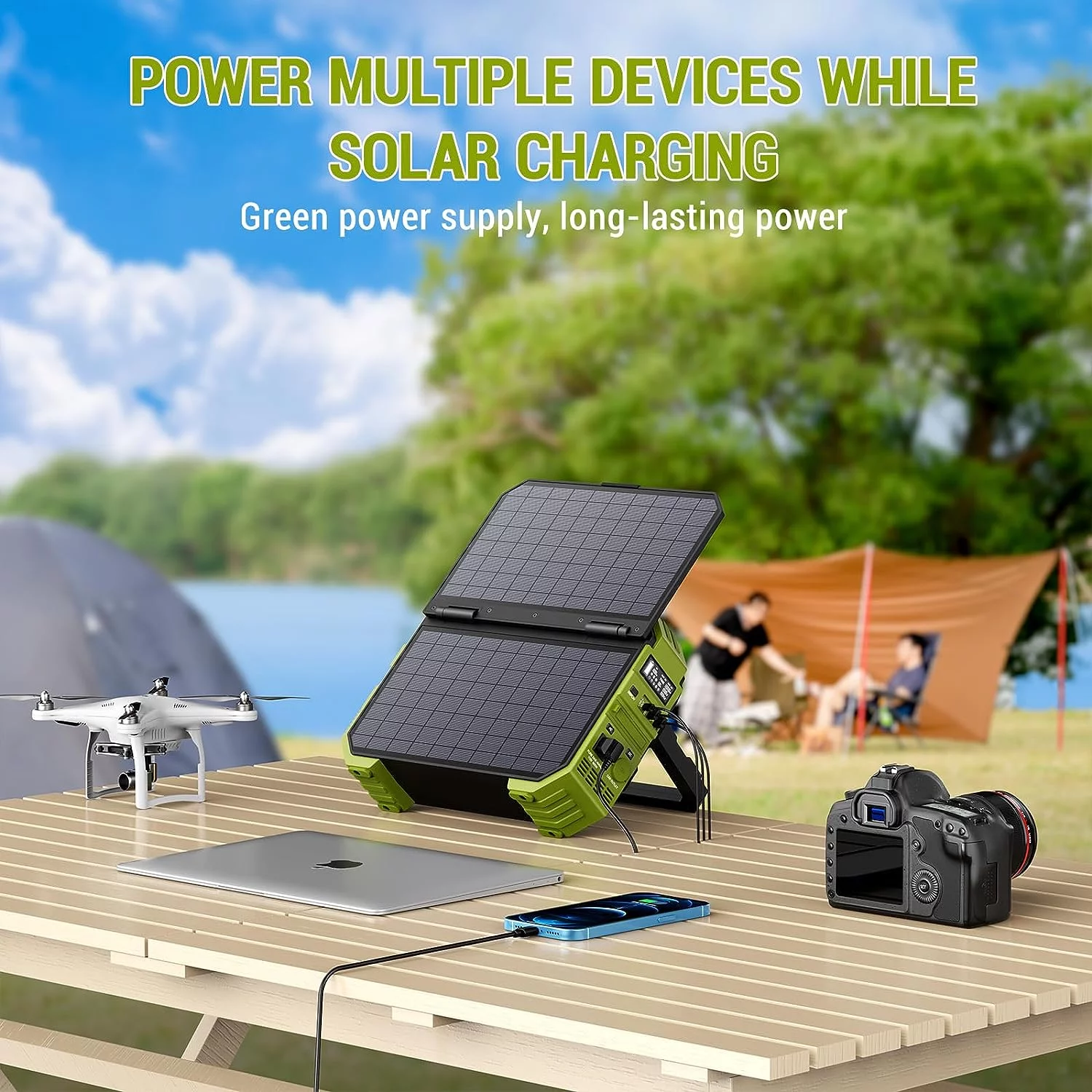 BROWEY 614.4Wh Portable Power Station with 30W Solar Panel, 600W AC Outlet, Backup Lithium Battery, Solar Generator for Outdoor Camping, RV Travel