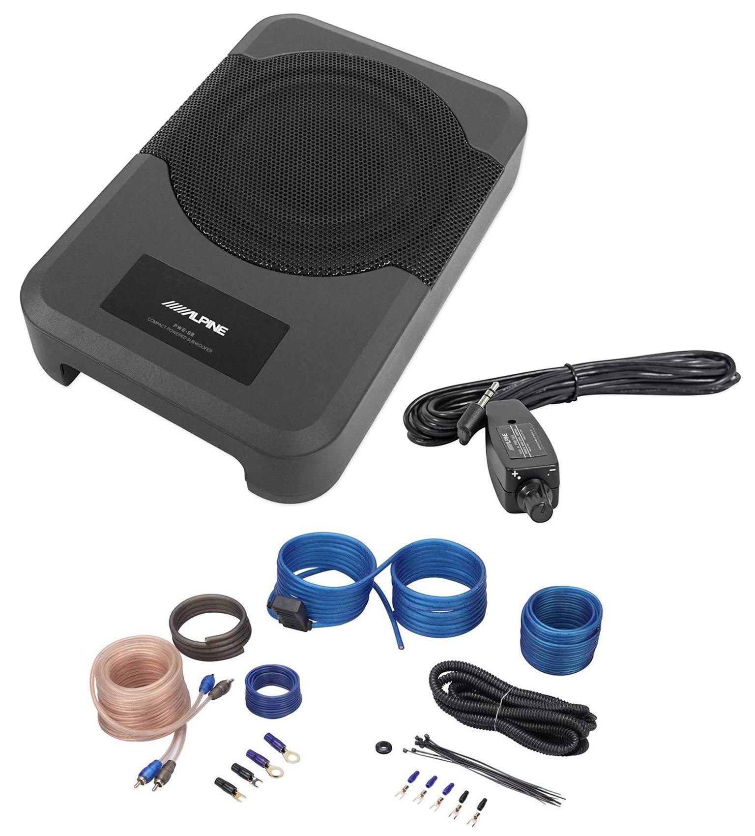 Alpine PWE-S8 Slim Under-seat 8 120W Powered Car Truck Subwoofer Sub+Amp Kit