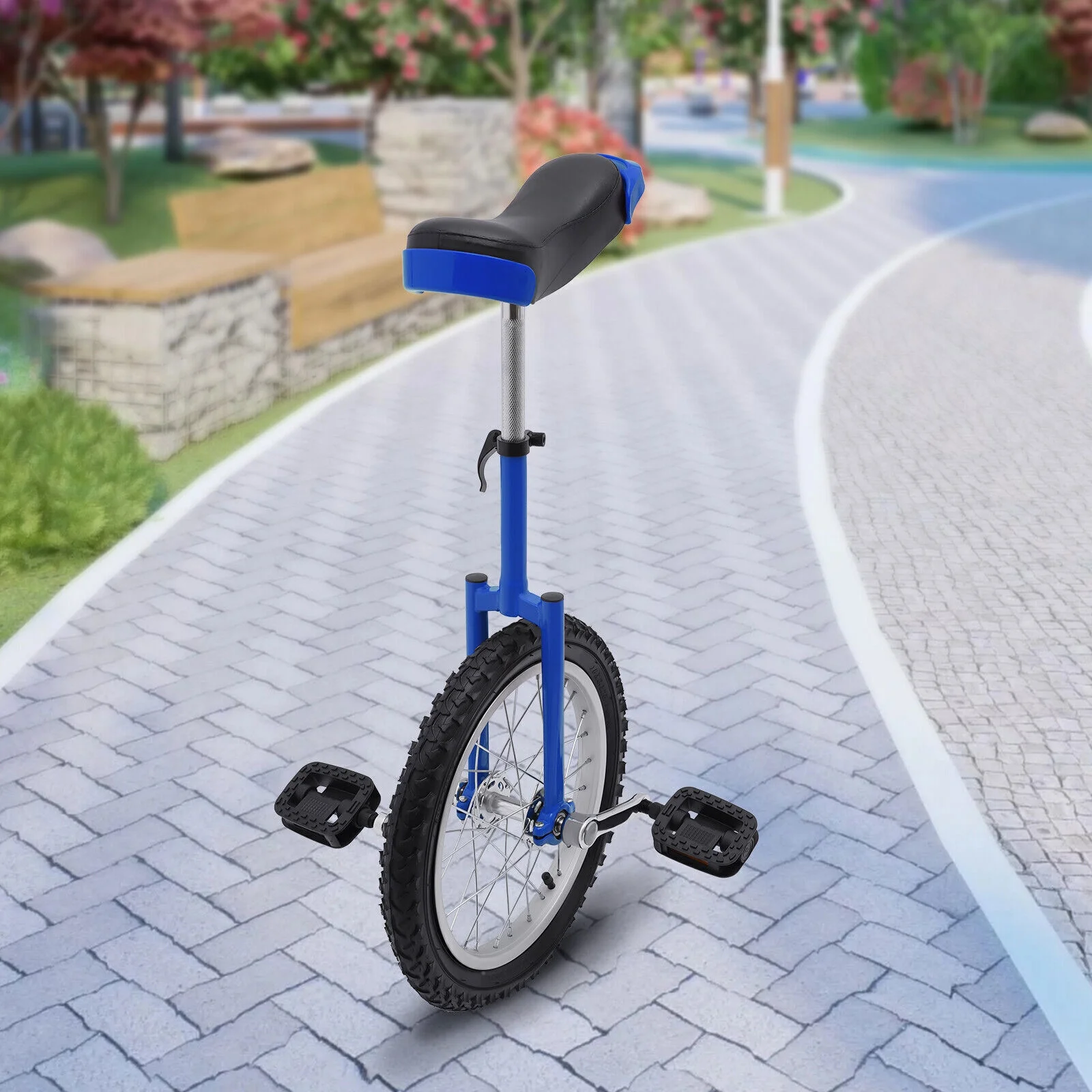16 Wheel Unicycle with Steel Rim Unicycle One Wheel Bike with Adjustable Height for Adults Kids Beginner Fitness Exercise Balance Training, Skid-proof