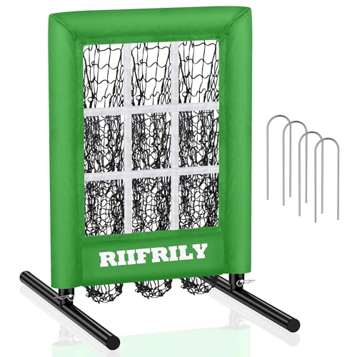 Heavy-Duty 9 Hole Baseball Pitching Net with Pitching Target Pockets, Regulation Size Strike Zone