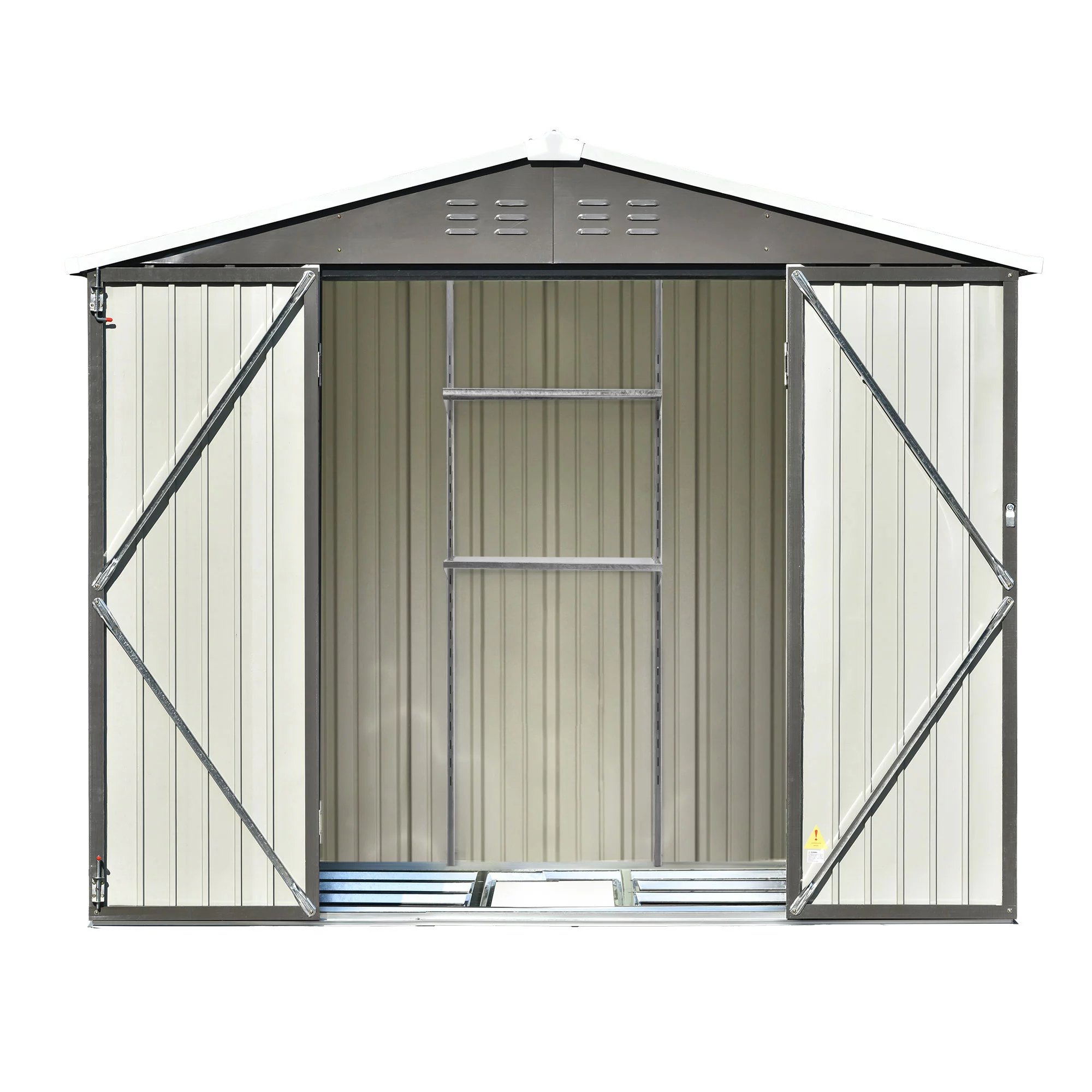 Sesslife 8' x 6' Outdoor Storage Shed, Patio Galvanized Steel Metal Shed with Lockable Doors and Adjustable Shelves