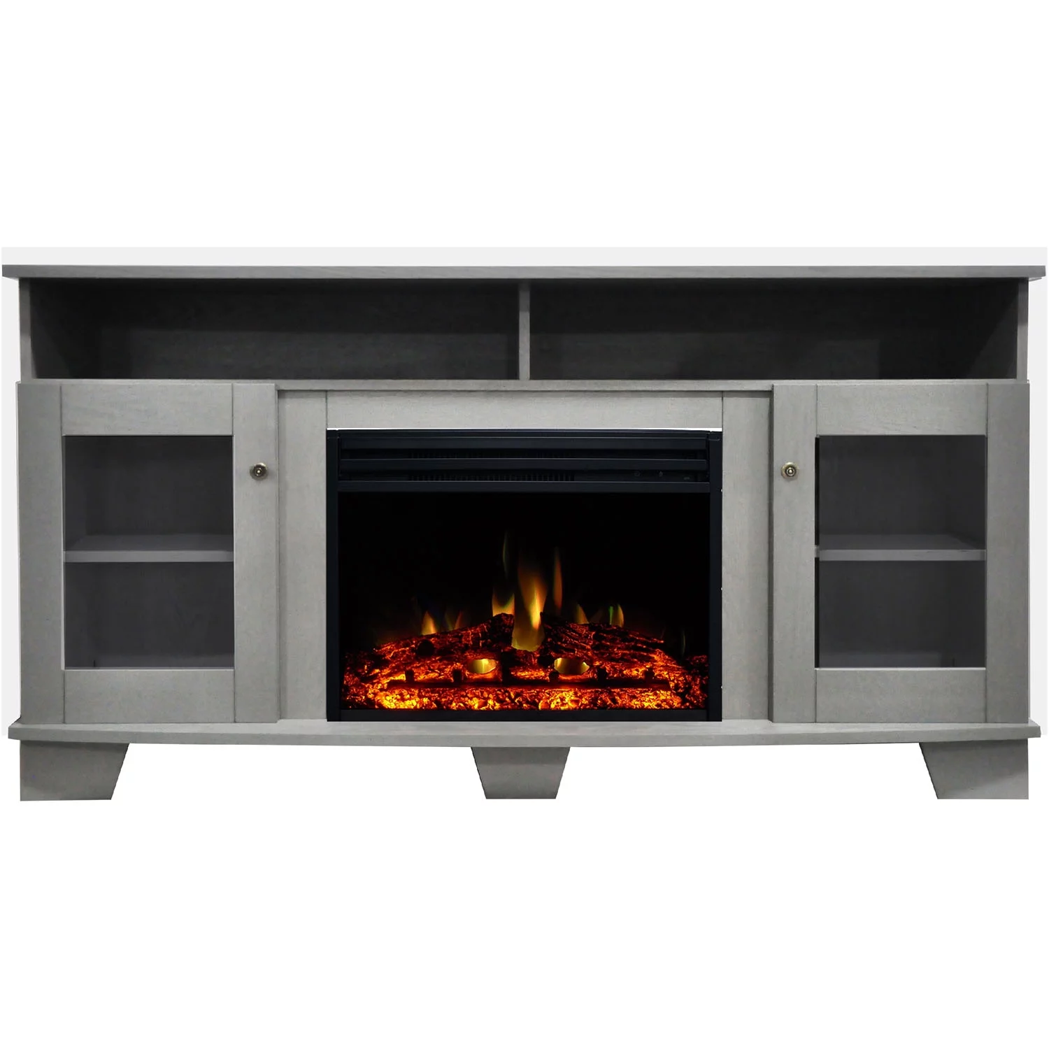 Cambridge Savona Electric Fireplace Heater with 59-In. Gray TV Stand, Enhanced Log Display, Multi-Color Flames, and Remote - Curated Treasures Market