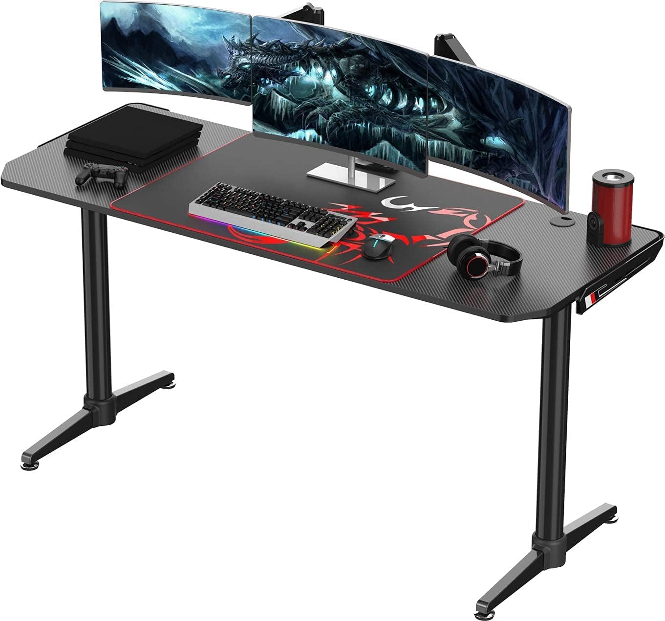 It's_Organized 60 inch Gaming Computer Desk,T-Shaped PC Laptop Table Workstation with Large Mouse Pad