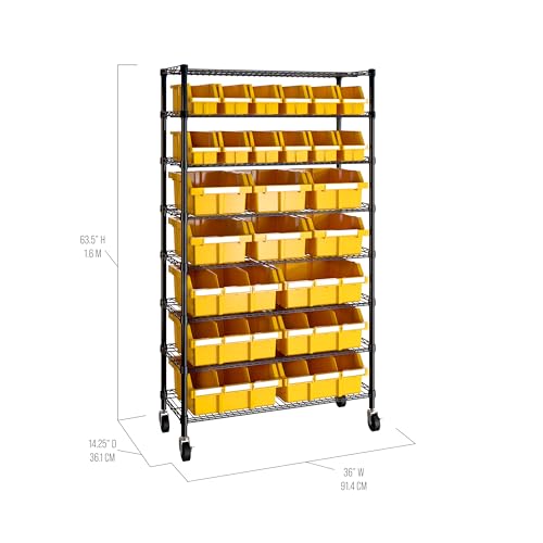 Seville Classics Heavy Duty NSF Bin Rack Solid Steel Wire Shelving Storage Unit, Patented Organizer for Garage, Warehouse, Office, Restaurant