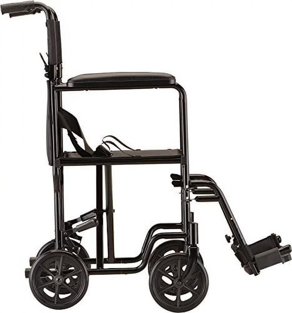 NOVA Medical Products Steel Transport Chair, Black, 19 Inch, 23 Pound