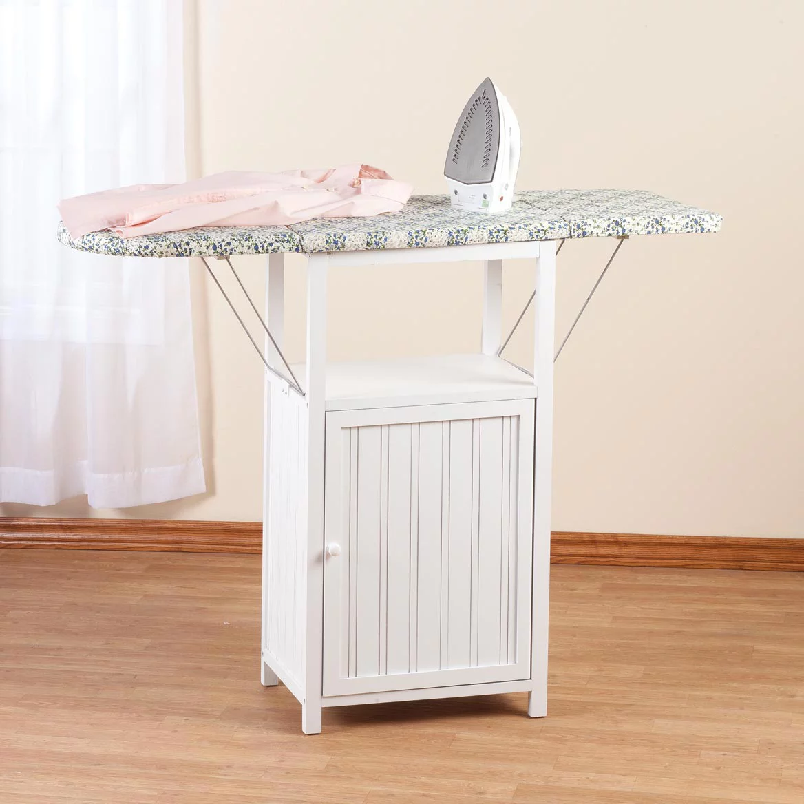 OakRidge Deluxe Ironing Board with Storage Cabinet, White - Radiant Selections