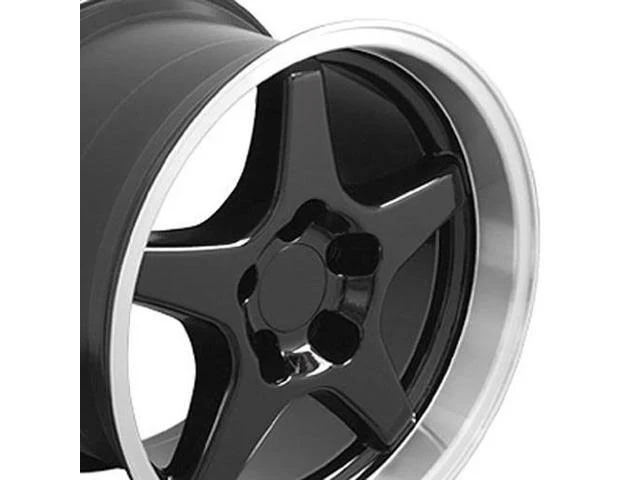 OE Wheels 17x11 Wheel Fits Corvette, Camaro - ZR1 Style Black Rim with Machined Lip - Rear Only