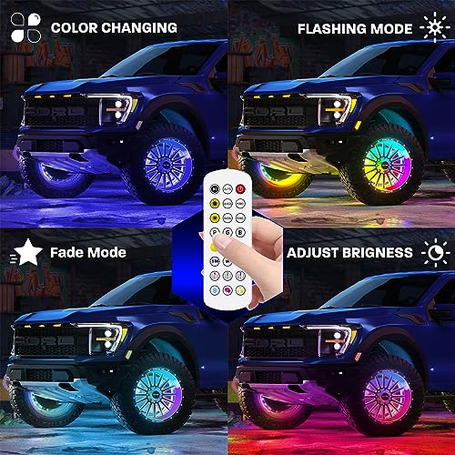 SUNPIE Wheel Lights for Truck - Universal 14.5’’ RGB Rim Light for Car/SUV