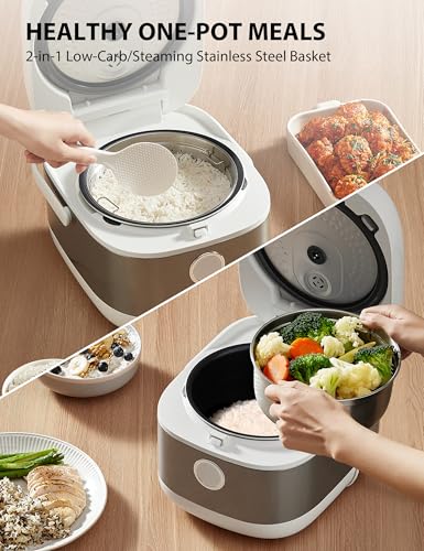 TOSHIBA Induction Heating Rice Cooker - Low Carb, Low Sugar, Digital Steamer, 5.5 Cups (Uncooked), 8 Cooking Functions, 24H Timer & Auto Keep Warm