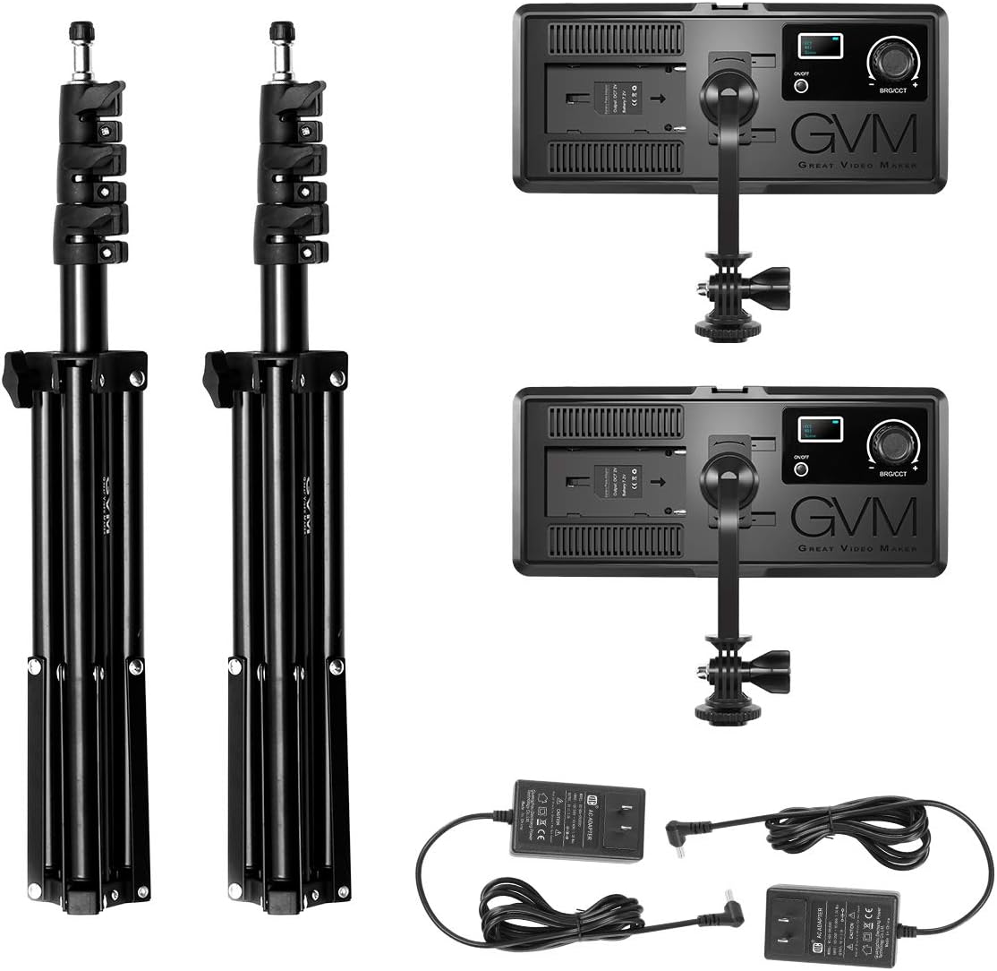 GVM Bi-Color Video Light, 2Packs On-Camera Light CRI97 + Dimmable 3200K-5600K