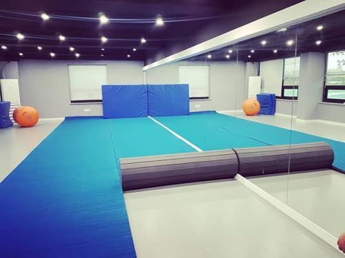 Premium Indoor Gymnastics Track Exercise Mat with Grippy Gym Carpet Top - Sturdy Foam Wrestling Mat for MMA, Cheerleading, and Fitness