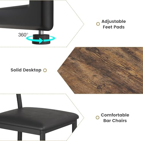 GAOMON Small Kitchen Table for 2, Stylish Bar Table and Chairs Set with Storage Shelves, Perfect for Breakfast Nook or Dining Area