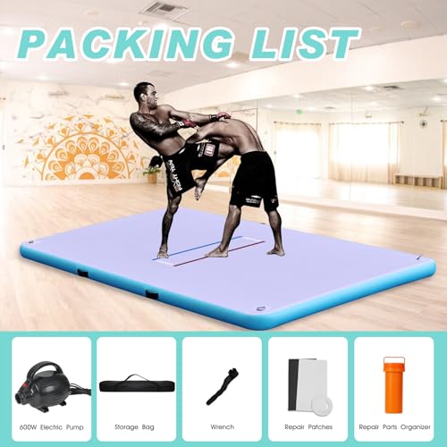 Inflatable Wrestling Mat for Adults/Kids - Thicken PVC Grappling Mat with Air Pump, Portable MMA/BJJ/Judo/Gymnastics Training Mat (5FT/10FT)