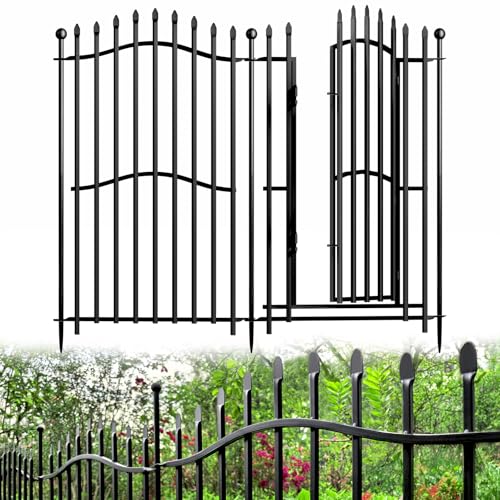 8 Panels Tall No Dig Garden Fence - 40in H x 18ft L, Reinforced Square Tube Rustproof Animal Barrier