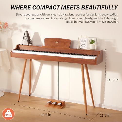 AiJoy Digital Piano 88-Key Weighted Action Keyboard, Home Electric Piano for Beginners with Triple Pedal, Compact Design
