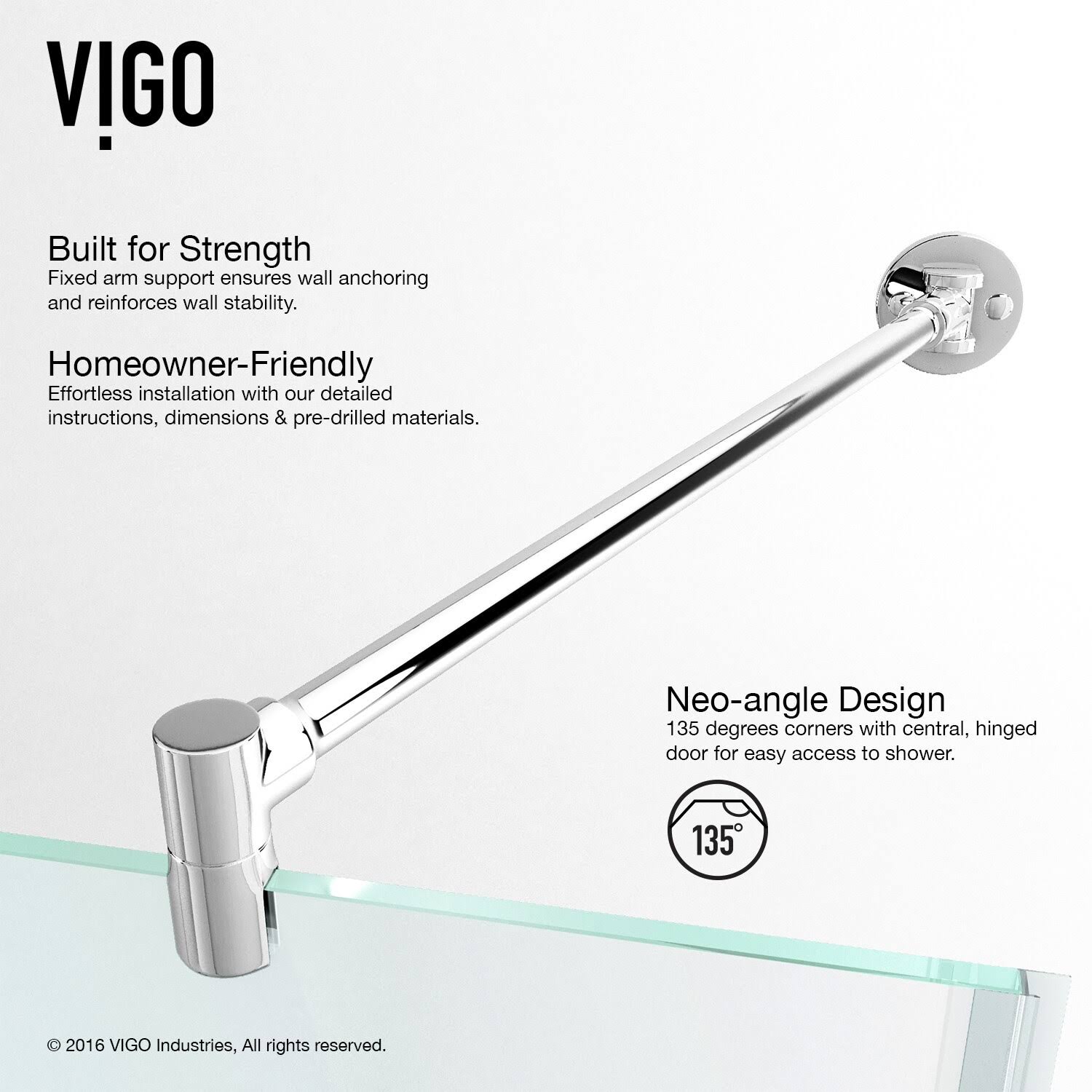 Vigo Verona Frameless Neo-Angle Shower Enclosure with Low-Profile Base - Clear