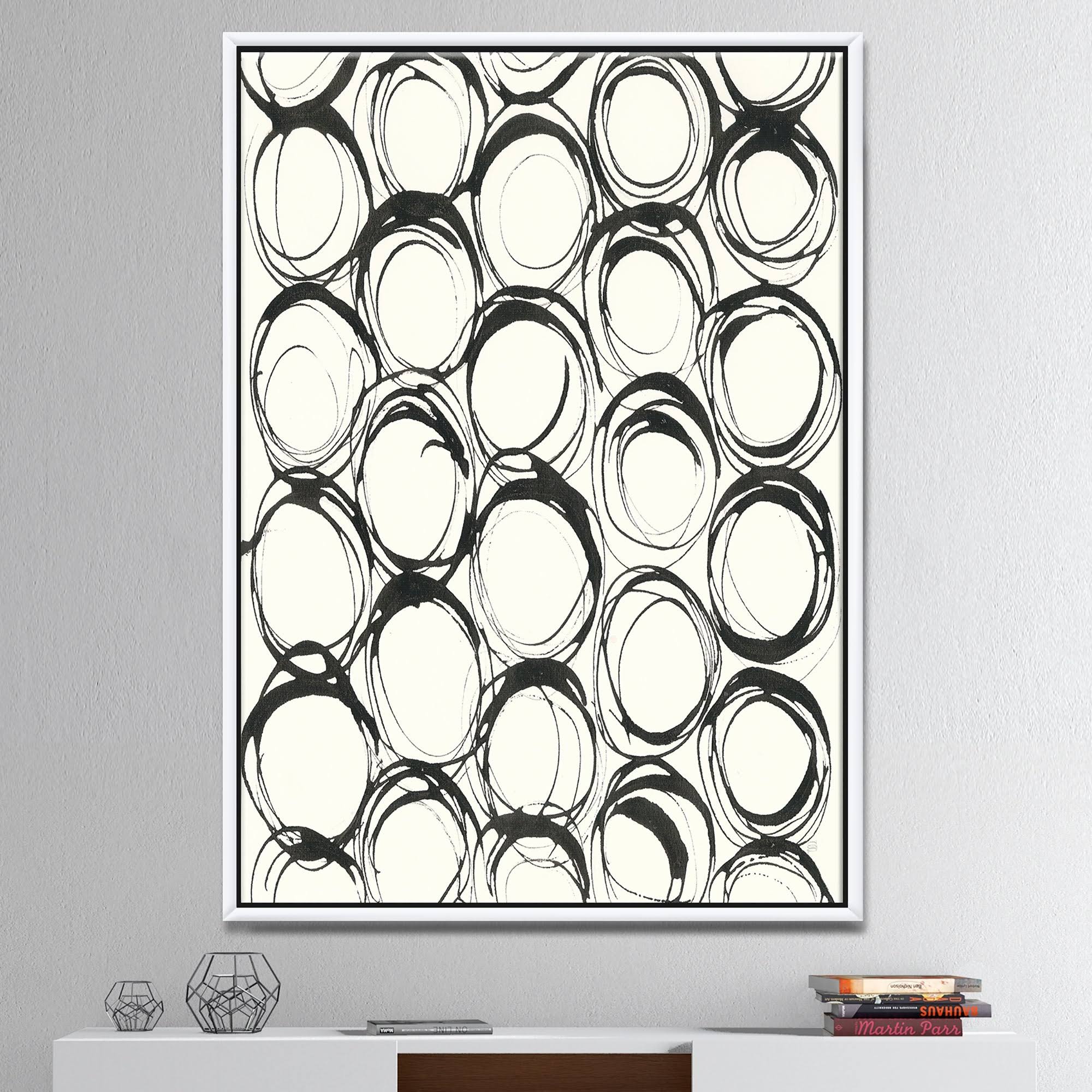 Designart Minimalist Black and White II- Transitional Framed Canvas | FL30177-16-32-WH