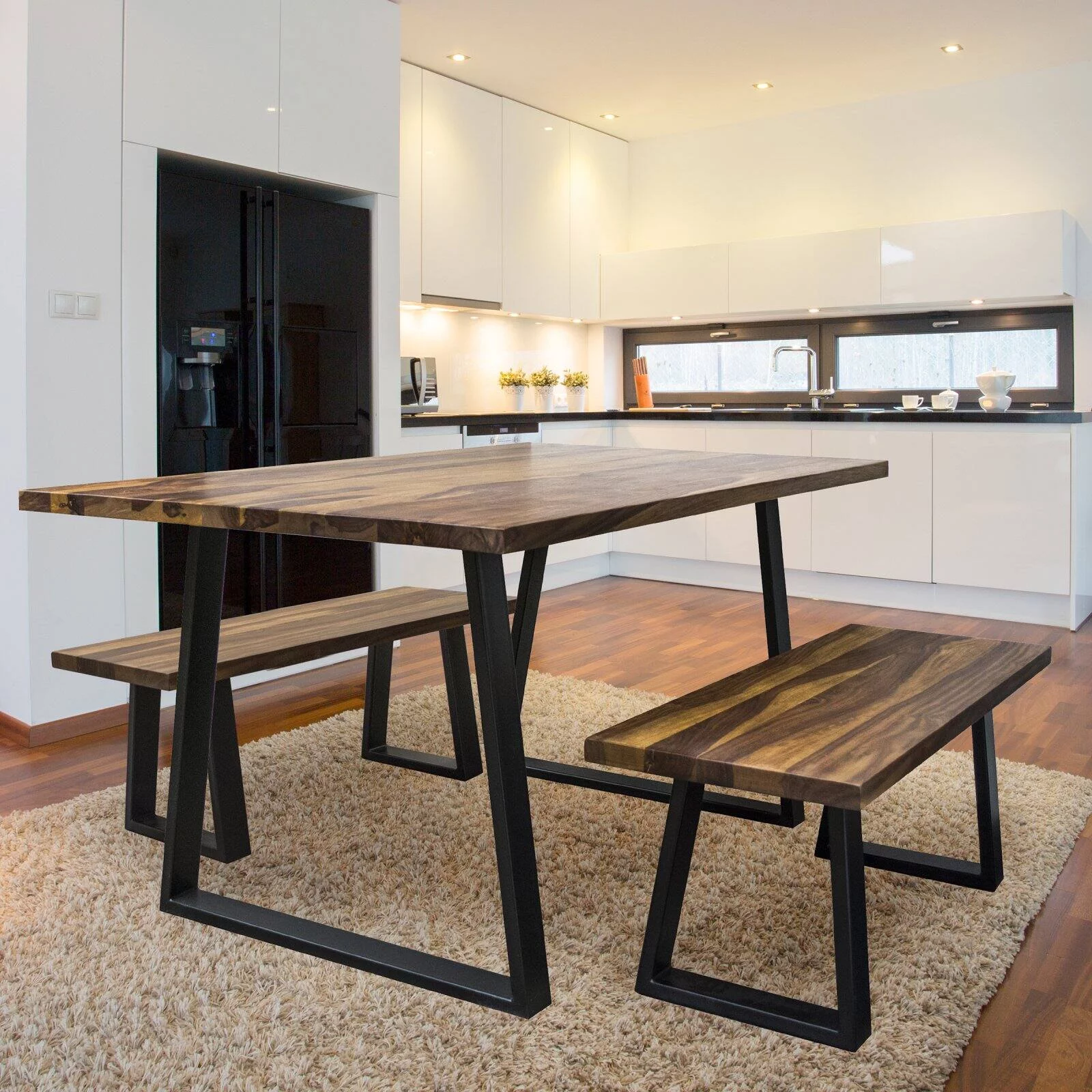 AmeriHome 63-inch Rectangle Sheesham Rosewood Finish Wood Top Dining Table Seating Capacity of 6