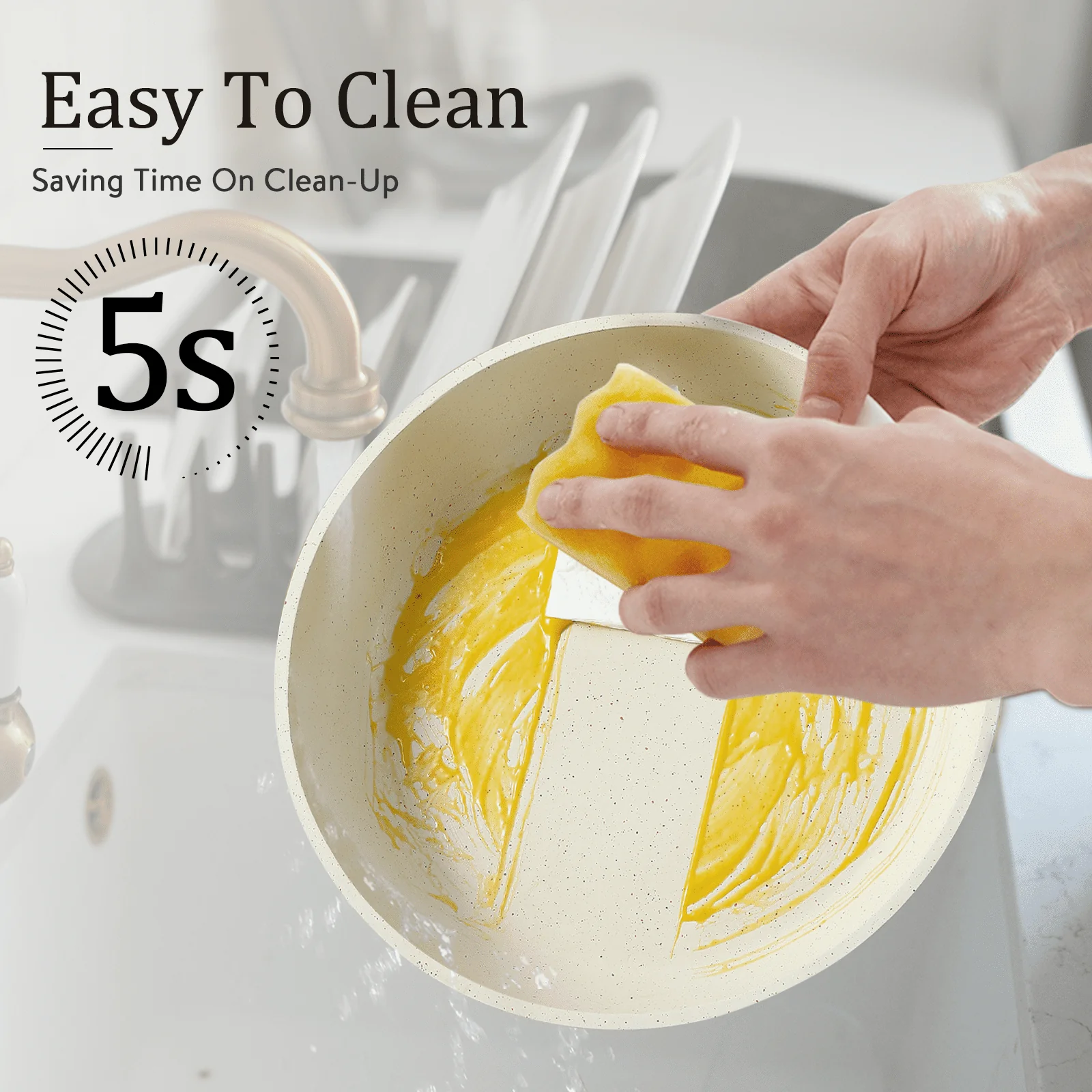 Carote Nonstick Cookware Sets, 5 Pcs Granite Non Stick Pots and Pans Set with Removable Handle