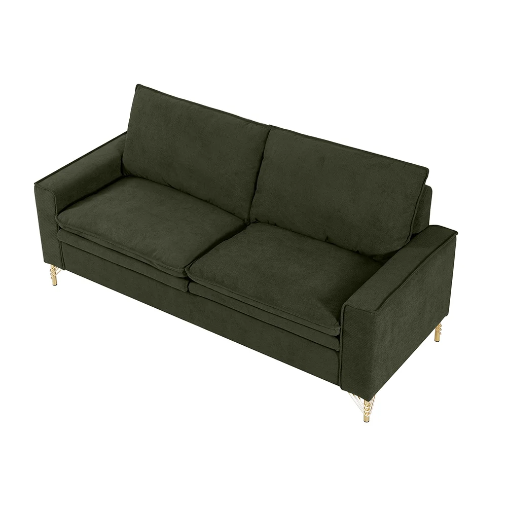 HUTWIFE 78-inch Mid-Century 2-seat Loveseat Couch, Love Seats Furniture Cotton Linen Fabric and Metal Legs, Small Sofa for Living Room, Bedroom