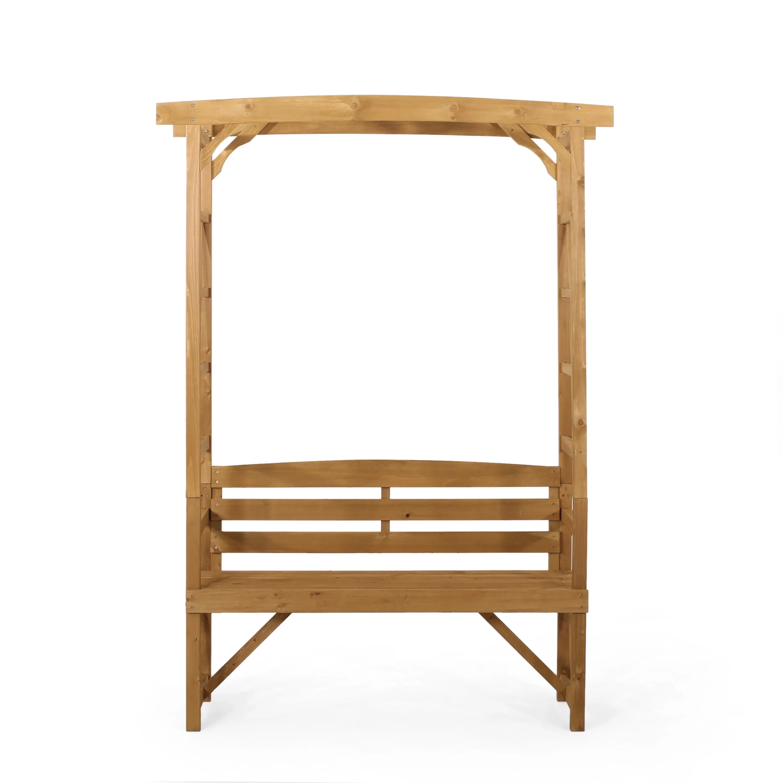 GDF Studio Edmonton Outdoor Fir Wood Arbor Bench, Teak