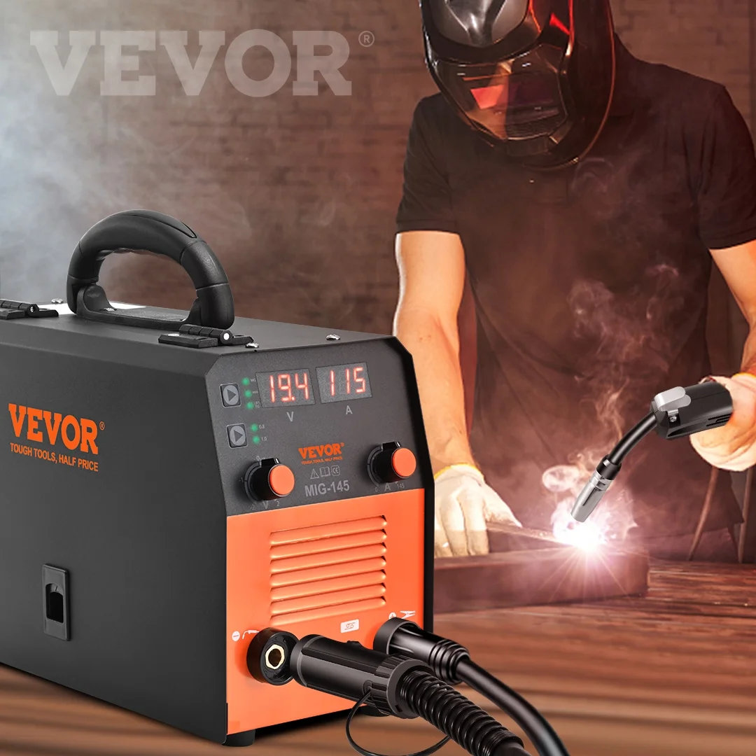 VEVOR 145A MIG Welder, 3 in 1 Combo Gasless MIG/Lift TIG/MMA with Welding Machine