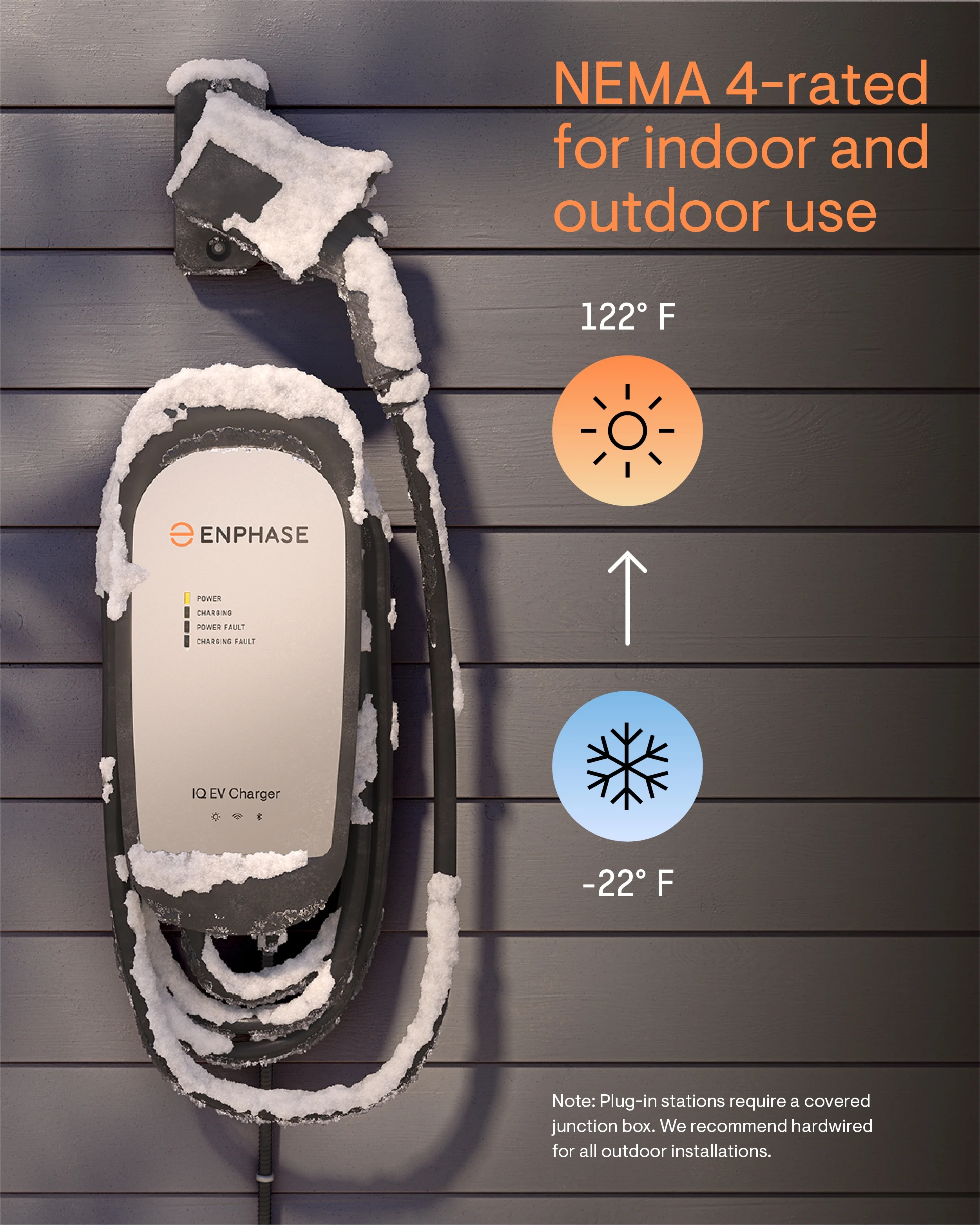 Enphase Smart Level 2 EV Charger with Wi-Fi, Safety Certified, 32 Amp, 240v, NEMA 14-50 Plug, Ruggedized 25ft Cable & J1772 Connector