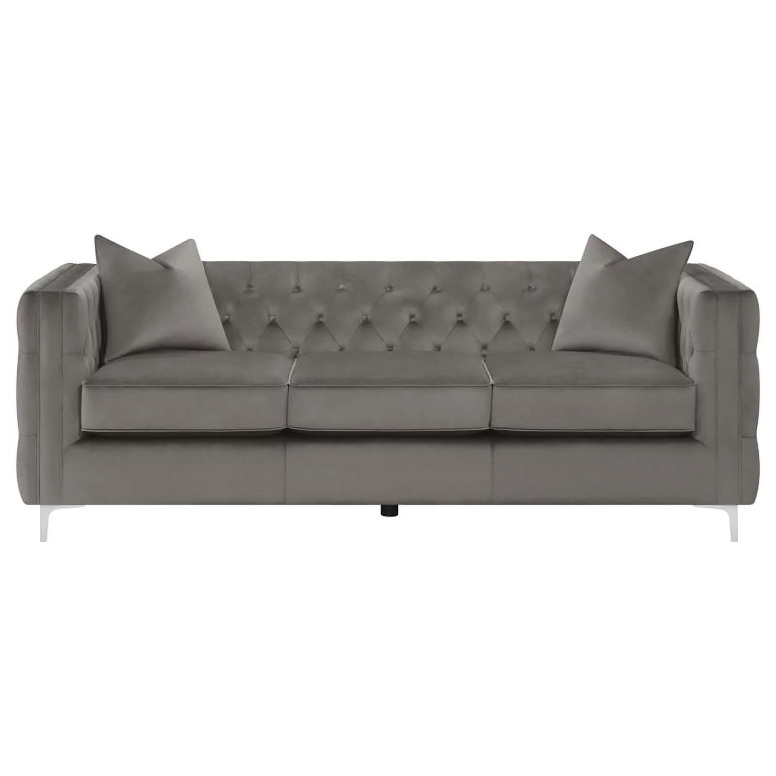 Maklaine 3-piece Velvet Tufted Tuxedo Arms Living Room in Set Urban Bronze