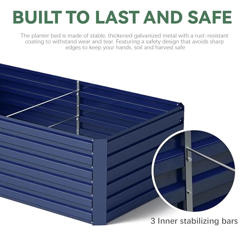 FOOWIN 2pcs 8x4x2ft Galvanized Raised Garden Bed, Planter Raised Garden Boxes Outdoor, Large Metal Raised Beds for Gardening