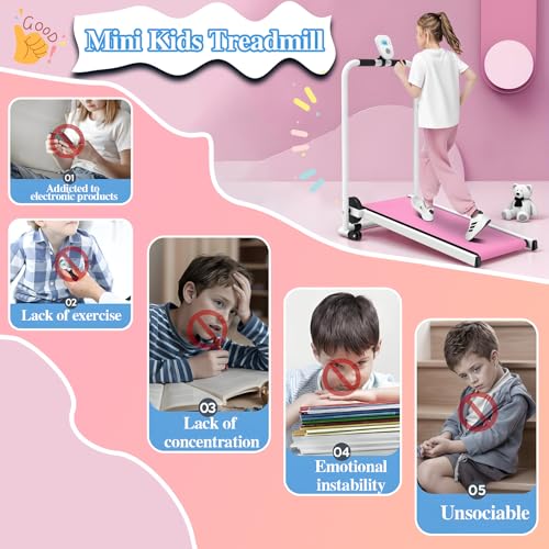 Foldable Kids Treadmill - Self-Propelled Indoor Exercise Equipment for Ages 3-15