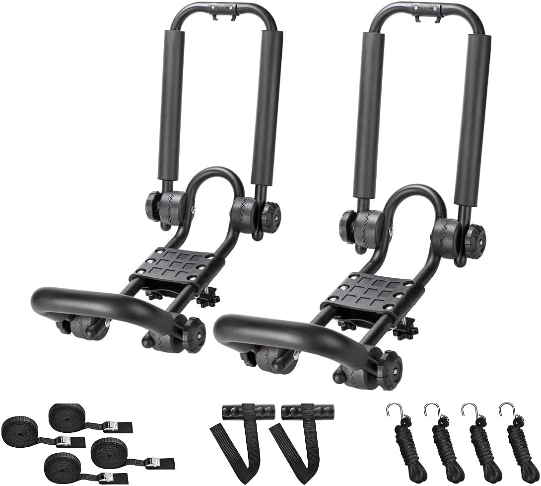 DRSPORTS Universal Foldable Kayak Canoe SUP Carrier 3 in 1 Adjustable car roof Rack Mount J Shape Kayak Rack for Canoe, SUP, Kayaks