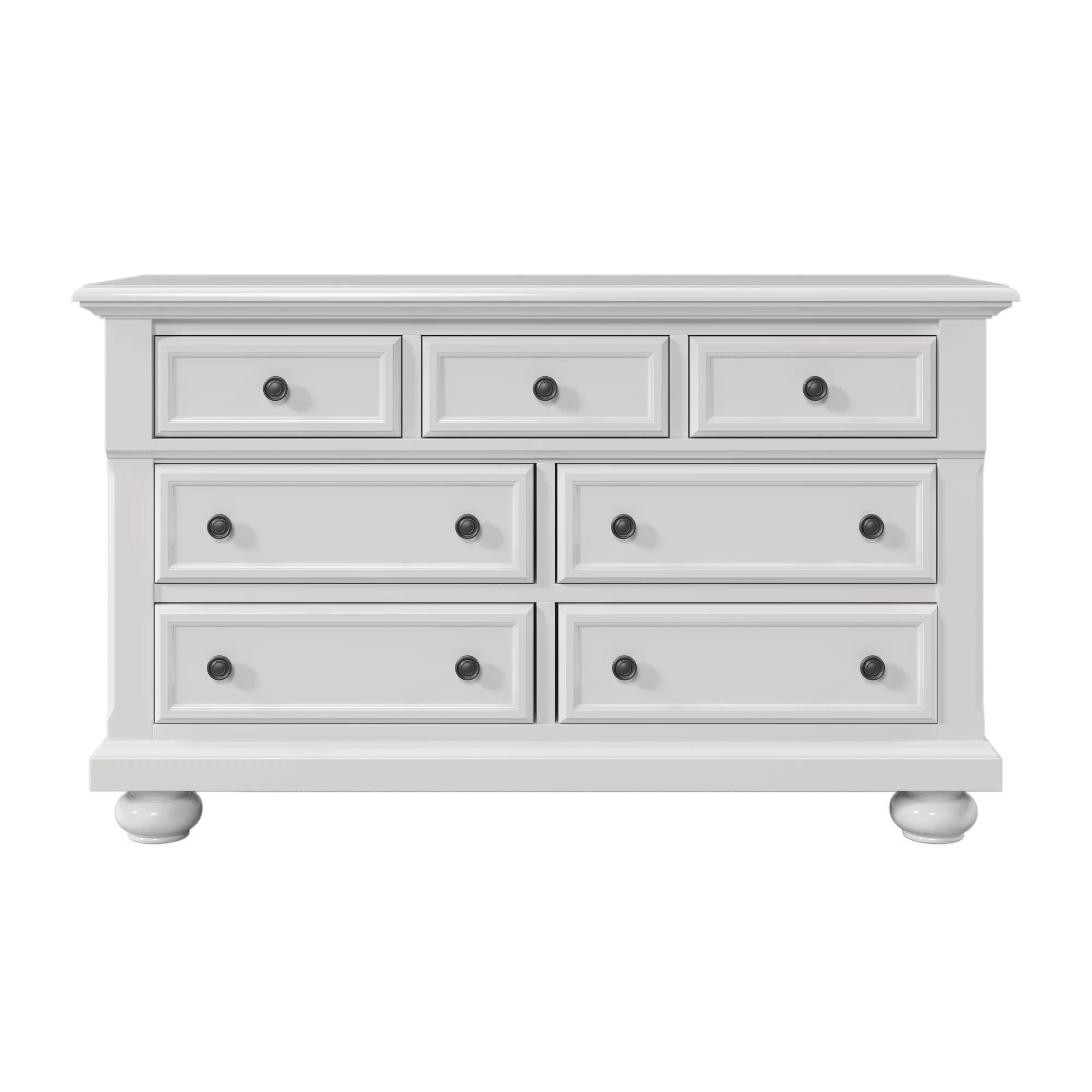 Solid Wood Seven-Drawer Dresser for Nursery, Kid’s Room, Bedroom, White