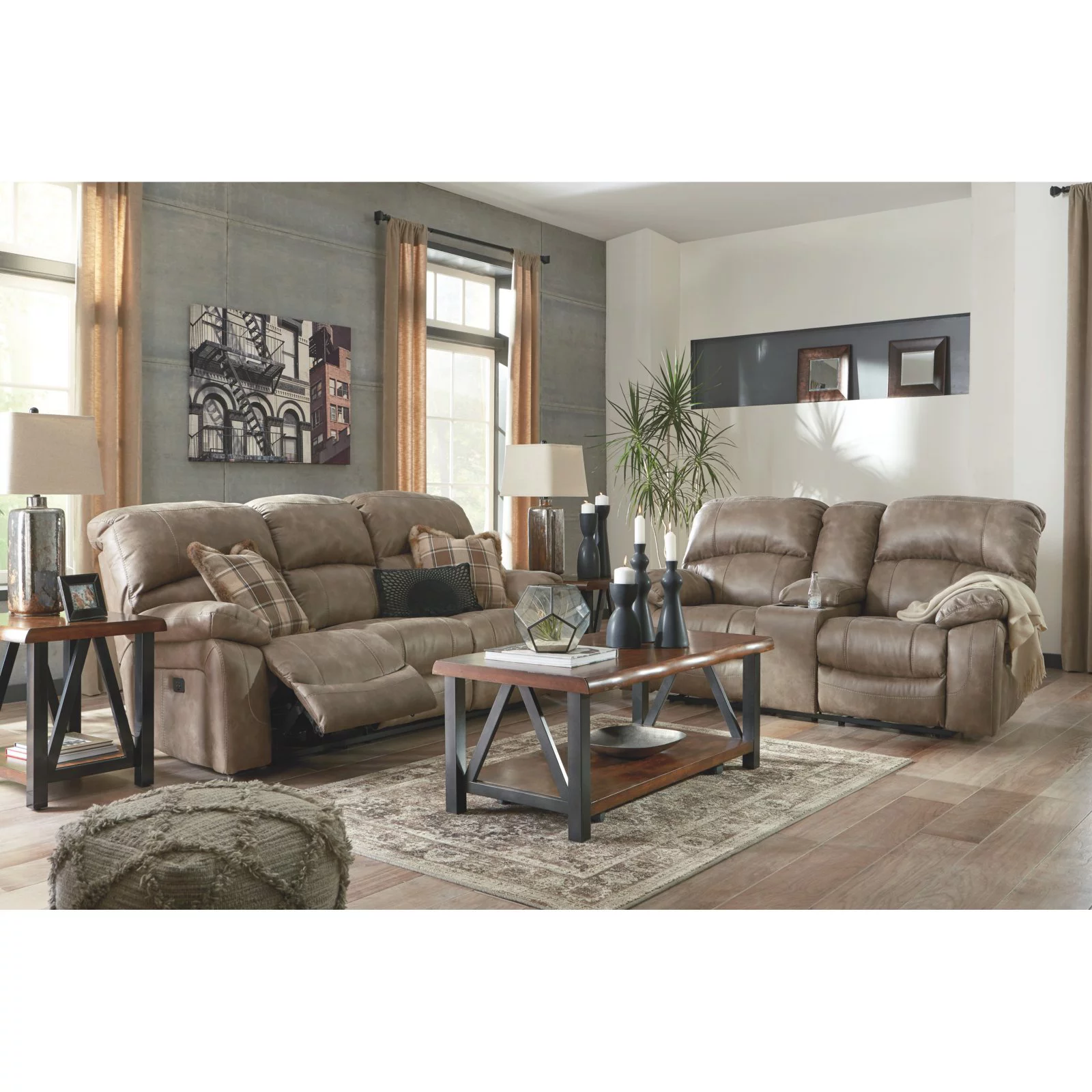 Signature Design by Ashley Dunwell Power Reclining Sofa in Steel