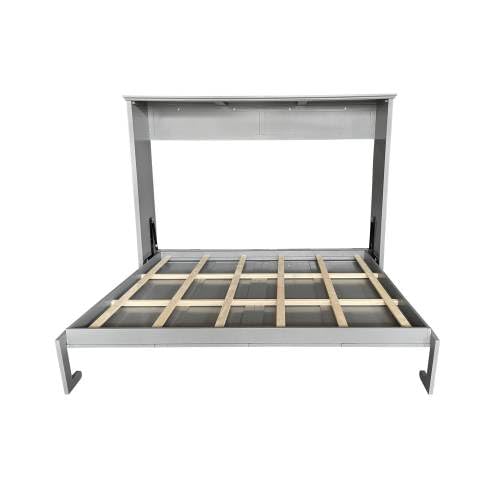 Queen Size Murphy Bed,Wall Bed Frame Folding into Cabinet Design for Small Space,Bedroom,Guest Room,Gray