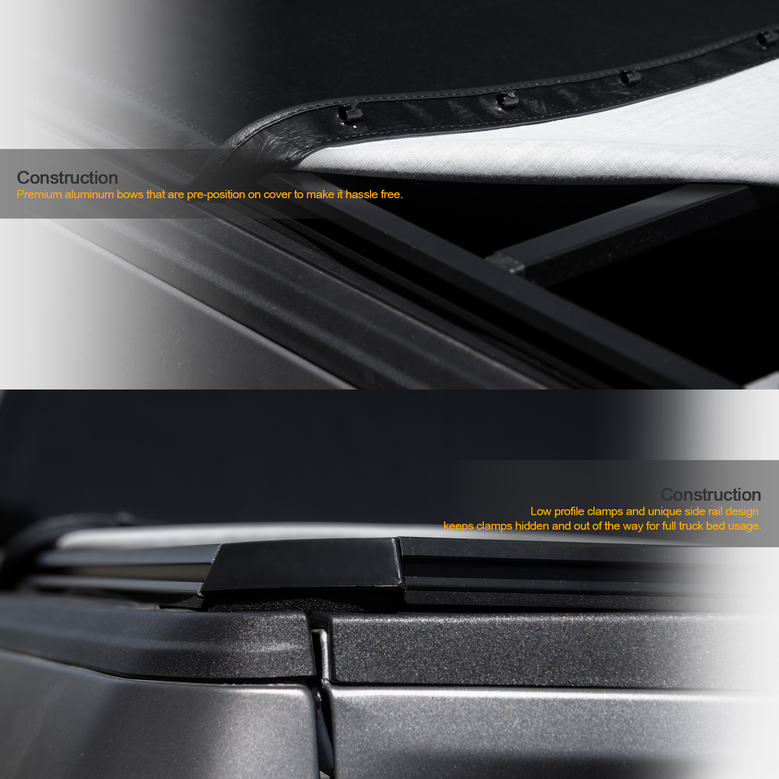 Stehlen 714937188440 Hidden Snap Tonneau Cover - Black For 2014-2018 Chevy Silverado / GMC Sierra 1500 5.8 Feet ( 68" ) Short Bed