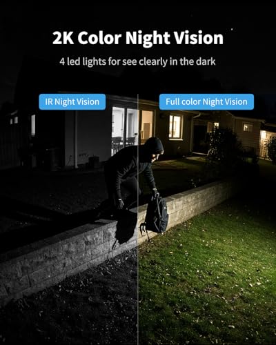 Security Cameras Wireless Outdoor, 2 Cam Kit, No Subscription, Solar Powered Home Security Cameras System, 360° Panoramic View, 2K Color Night Vision