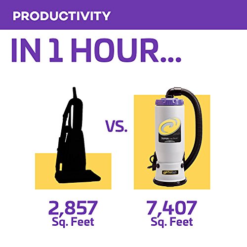 ProTeam Vacuum Backpack, Super QuarterVac HEPA Commercial Backpack Vacuum Cleaner with Small Business Kit, 6 Quart - Corded