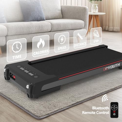 GOYOUTH 2 in 1 Under Desk Electric Treadmill Motorized Exercise Machine with Wireless Speaker, Remote Control and LED Display